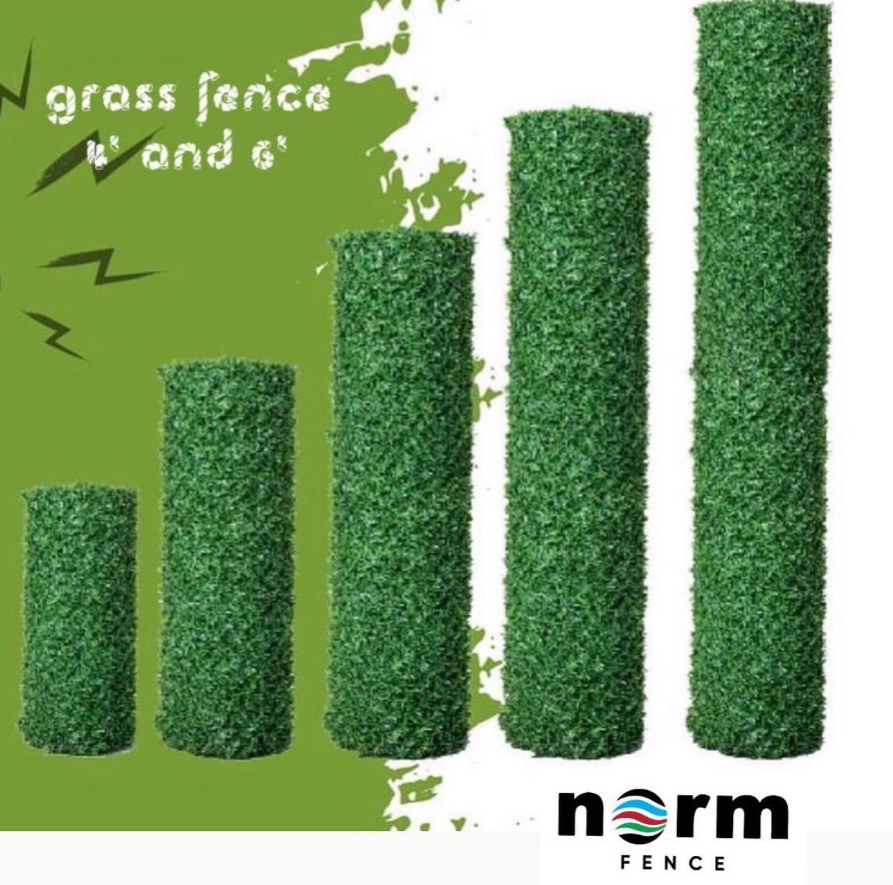 UV-resistant synthetic grass fence rolls ready for installation – Norm Atlanta’s durable fencing products.