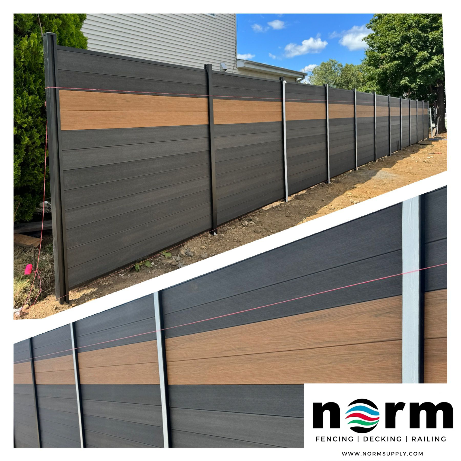 WPC composite fence installed in backyard