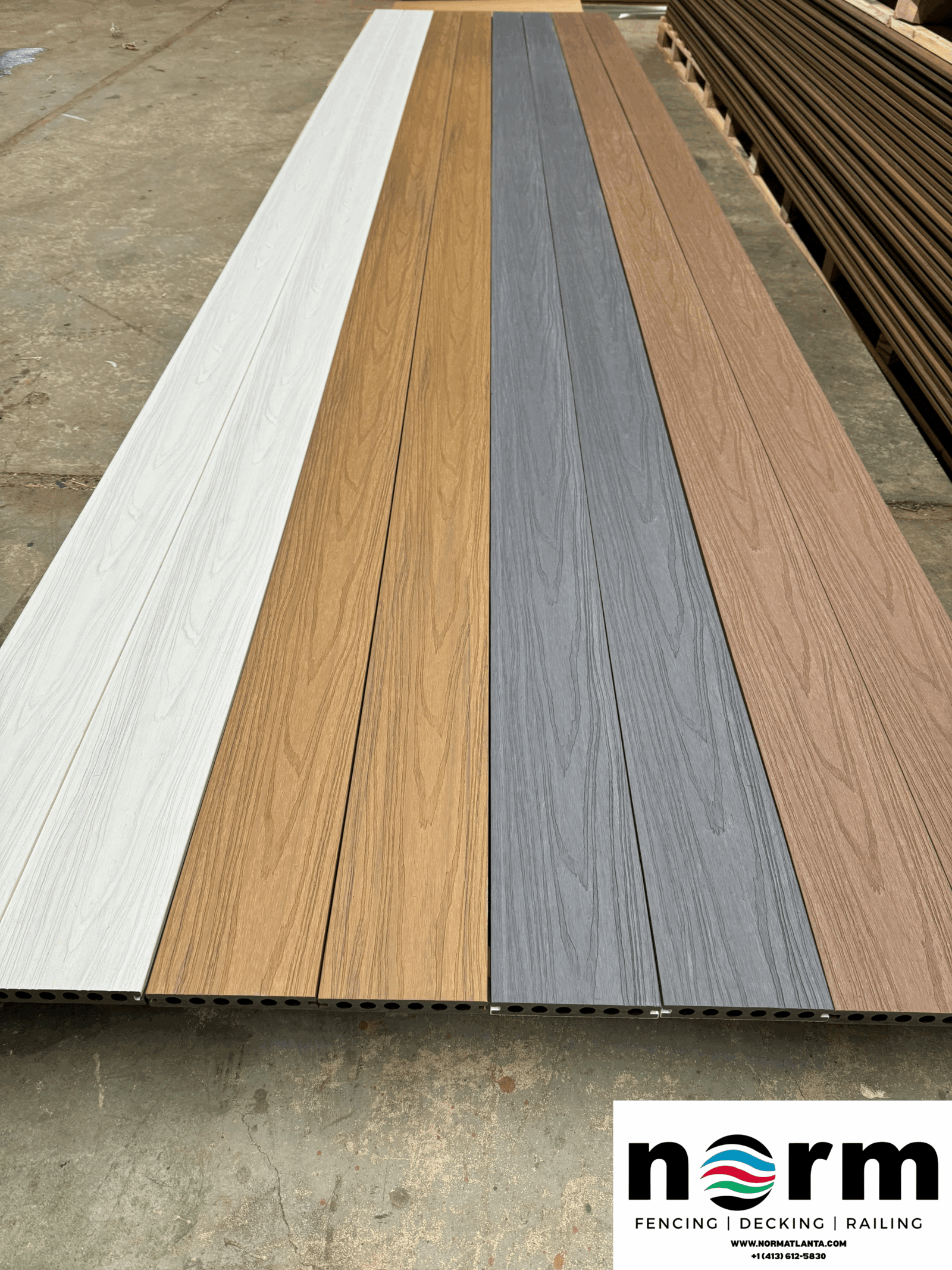 Composite premium decking in beige and white with patio furniture