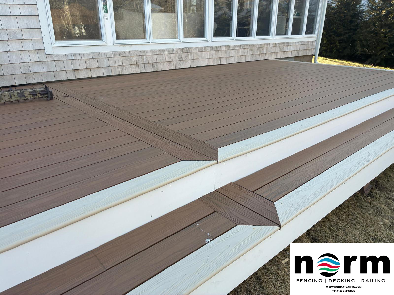 Teak premium decking boards installed on a backyard deck in Atlanta