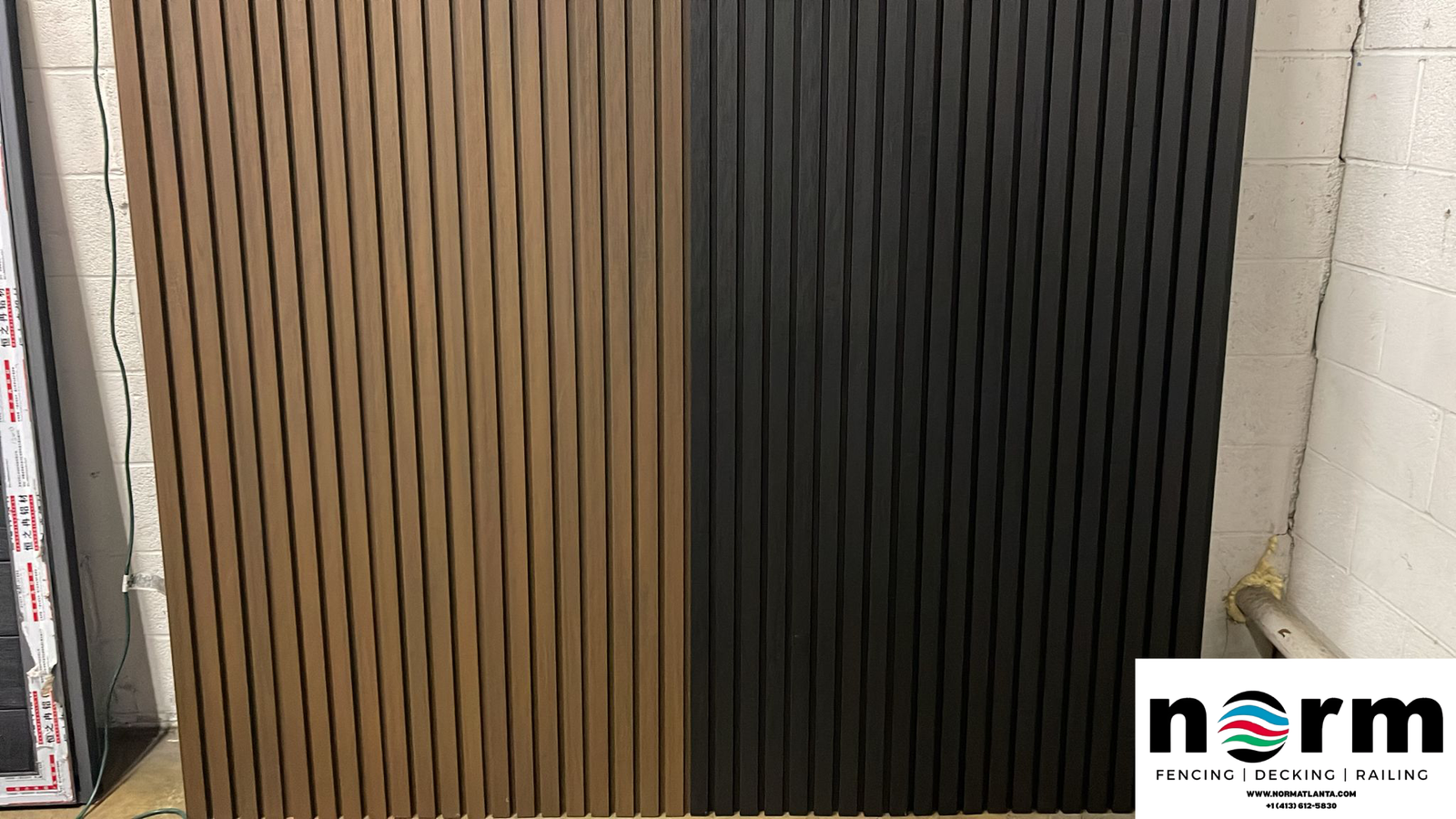 Teak wood-style composite wall panel close-up