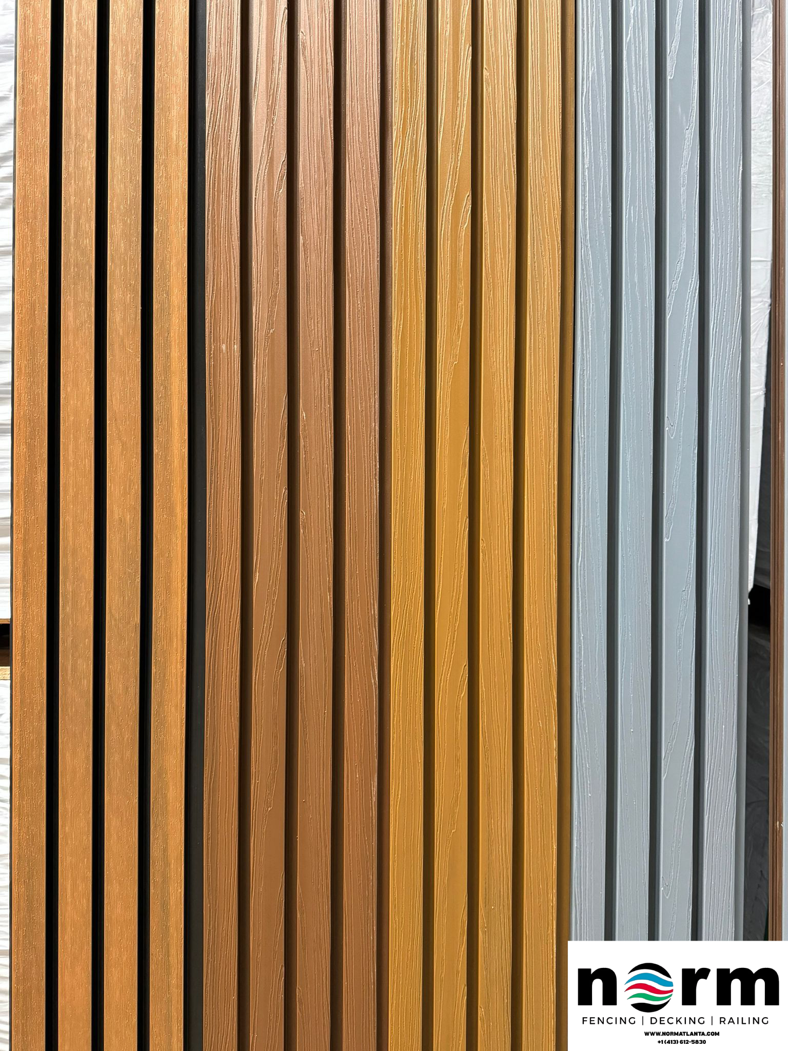 Indoor accent wall featuring rich-toned composite panels