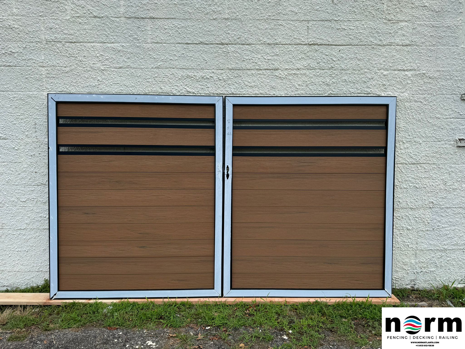 Steel frame sliding gate closed for security