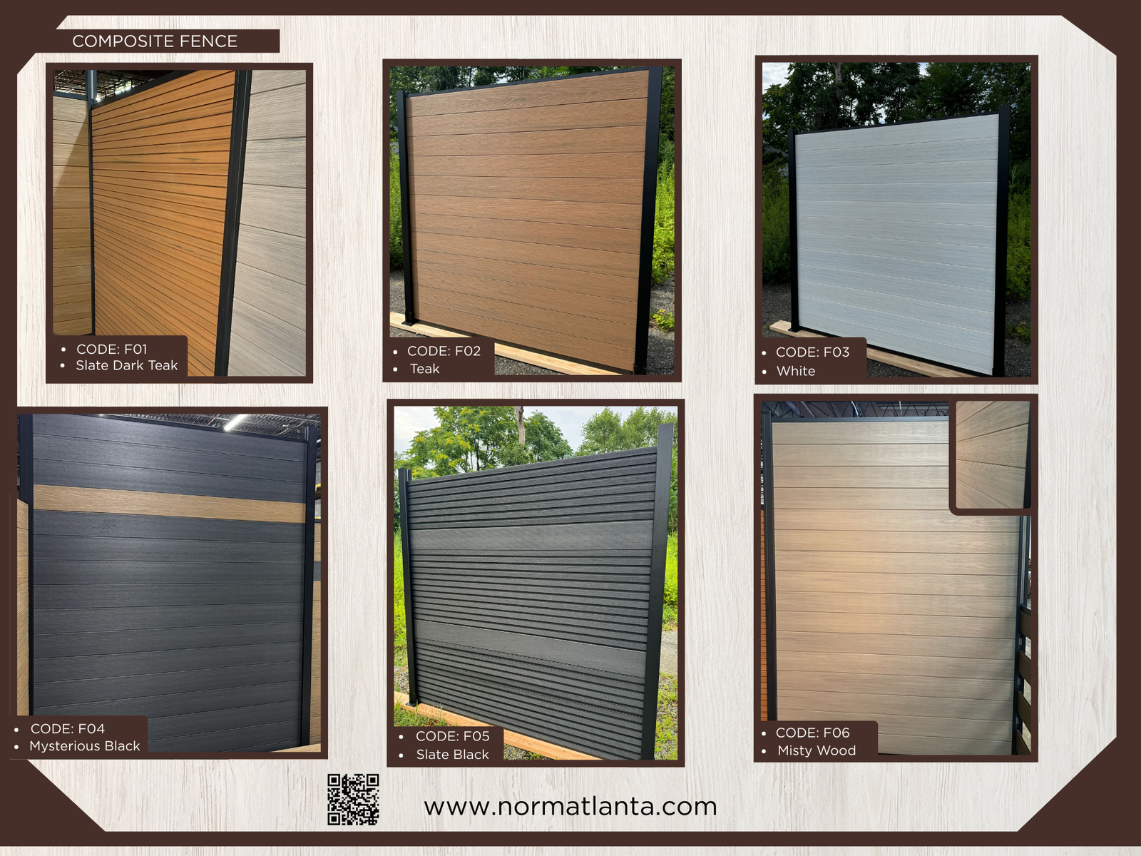 Low maintenance WPC composite fence with rich color variety.
