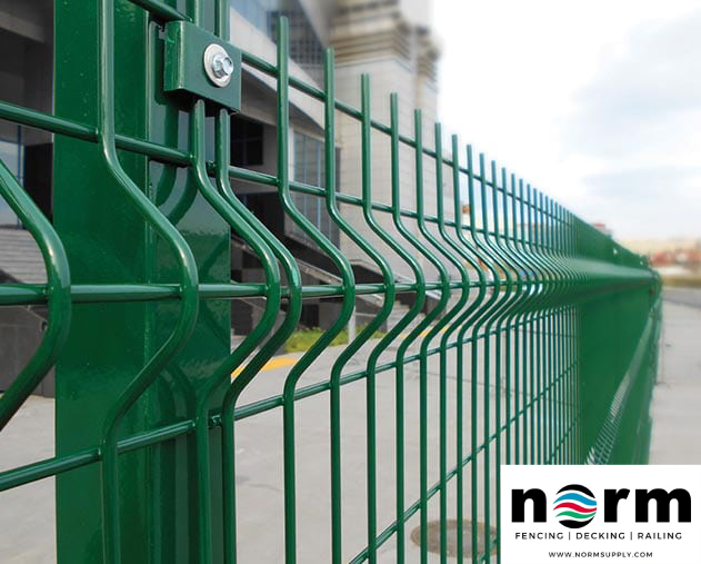 Durable green wire fence panel with weather-resistant coating