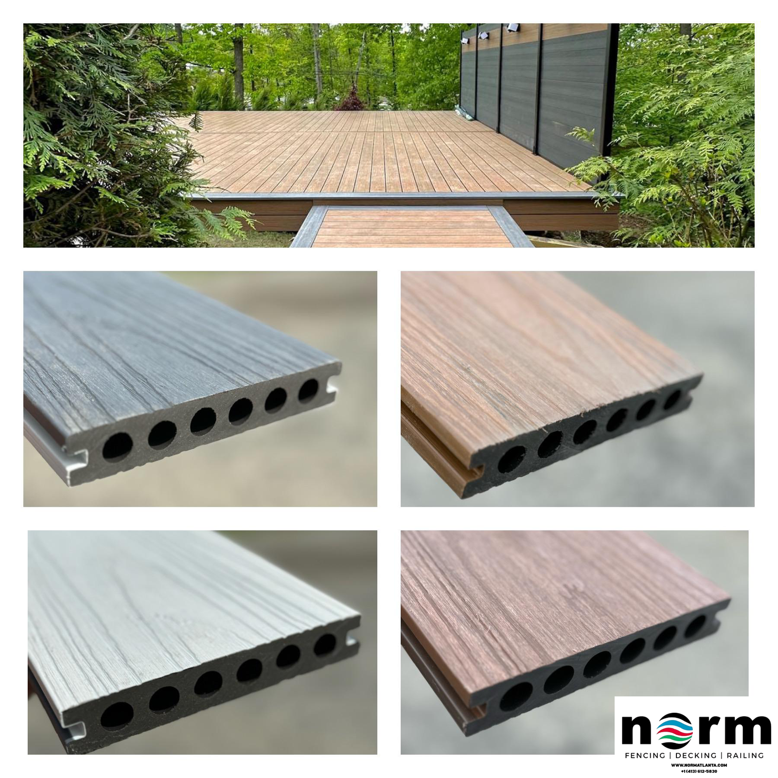 Modern outdoor deck with aluminum railings