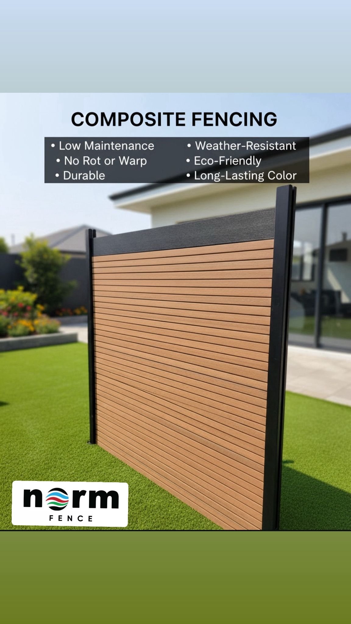 Dark Teak Composite Fence (6FTx6FT)-F01|Norm Atlanta