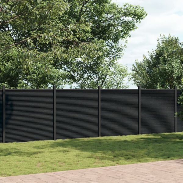 WPC fence installation in Atlanta with aluminum posts and composite panels
