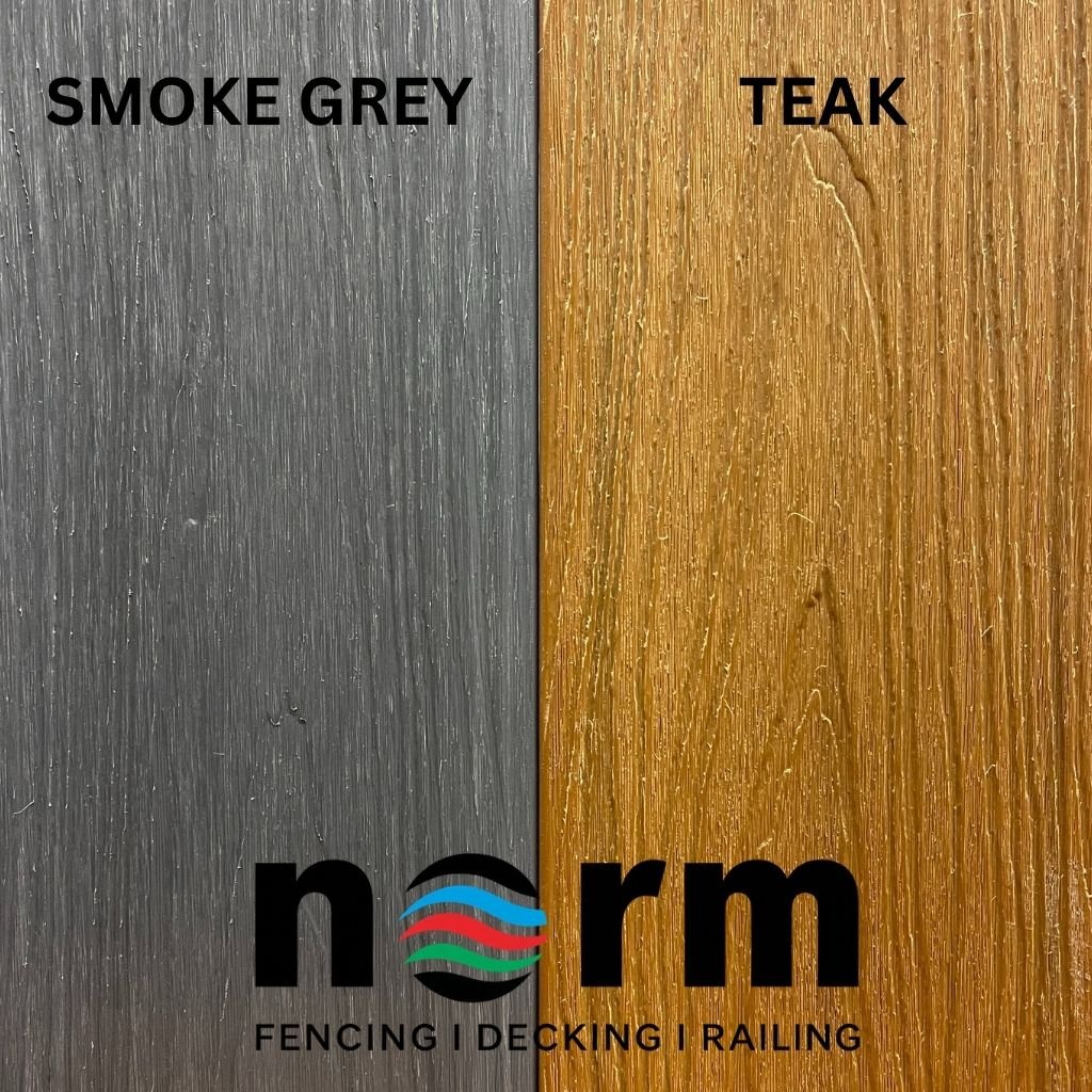 smoke grey teak dual color composite deck board 16ft reversible deck board smoke grey teak dual sided composite deck plank norm atlanta smoke grey composite deck board texture teak composite deck board close up