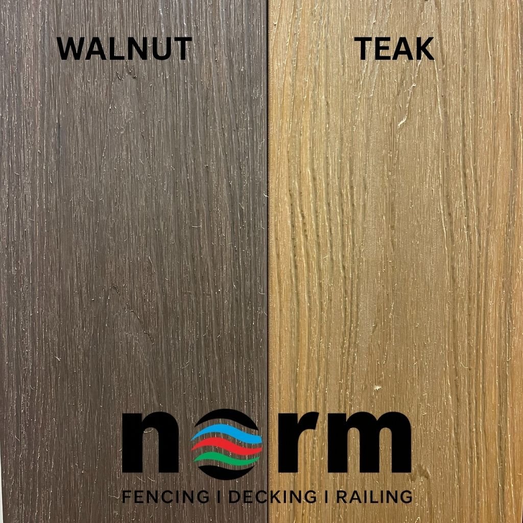 walnut teak dual color composite deck board 16ft reversible deck board walnut teak dual sided composite deck plank norm atlanta walnut composite deck board texture teak composite deck board close up